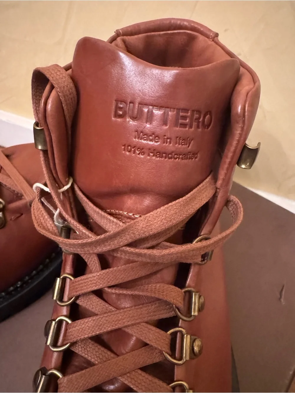 NIB Buttero Zeno Leather Alpine Hiking Boots Brown Cognac Size 41.5